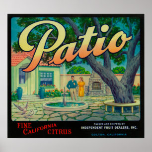 Póster Pátio LabelColton alaranjado, CA