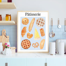 Poster Patisserie French Bakery Pastelaria Comida Arte de