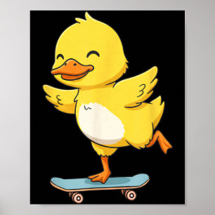 Poster Pato Amarelo Engraçado Skater Skateboard Bailarina