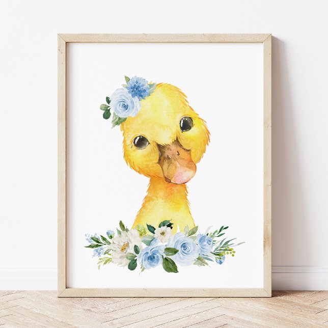 Poster Pato, Animais De Fazenda, Flores Azuis, Enfermeiro (Criador carregado)