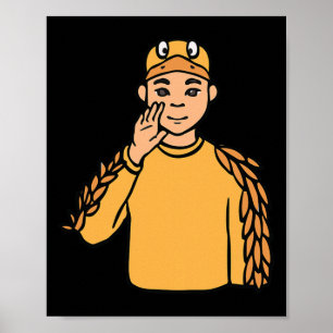 Poster Pato Animal ASL Gesto de Mão Surda Audição Perda d