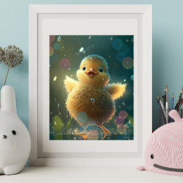 Poster Pato Bonito Dançando na Arte Chuvosa