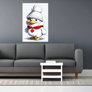 Poster Pato bonito de cartoon num chapéu e assento   Arte