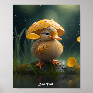 Poster Pato Bonito sob Guarda-chuvas Amarelo no Enfermeir