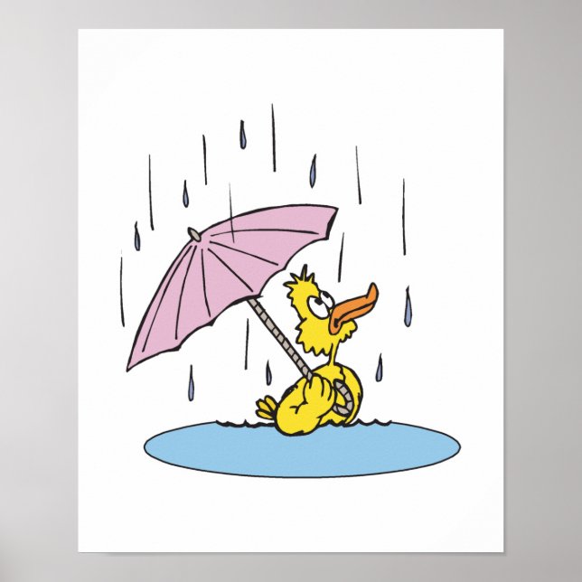 Poster pato com guarda-chuva (Frente)