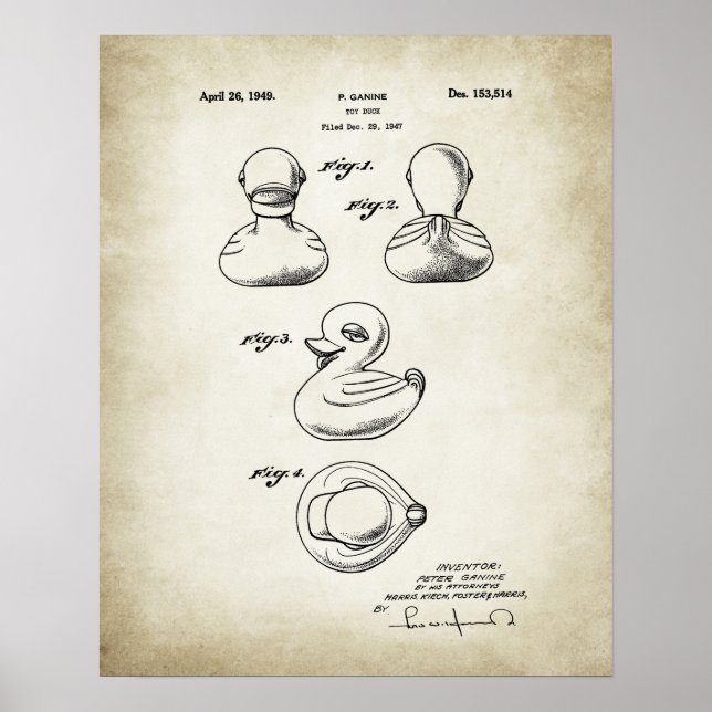 Poster Pato de Brinquedo Patente (Frente)