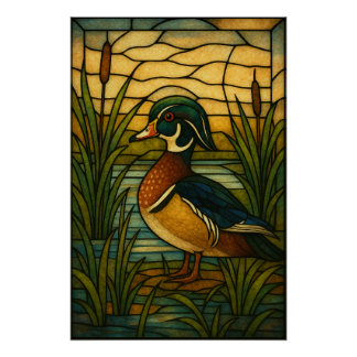 Póster Pato de Madeira Vidro Pintado