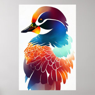 Poster Pato de mandarim - Natureza selvagem - pintura ani