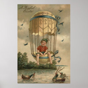 Póster Pato De Ovo Pintado, Colorido, Com Páscoa De Bal
