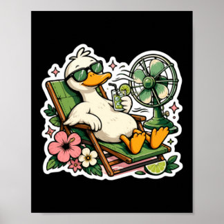 Poster Pato de Verão Divertido Modo de Férias Relaxante T