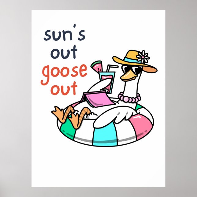 Poster Pato de Verão Engraçado com Óculos de Sol (Frente)