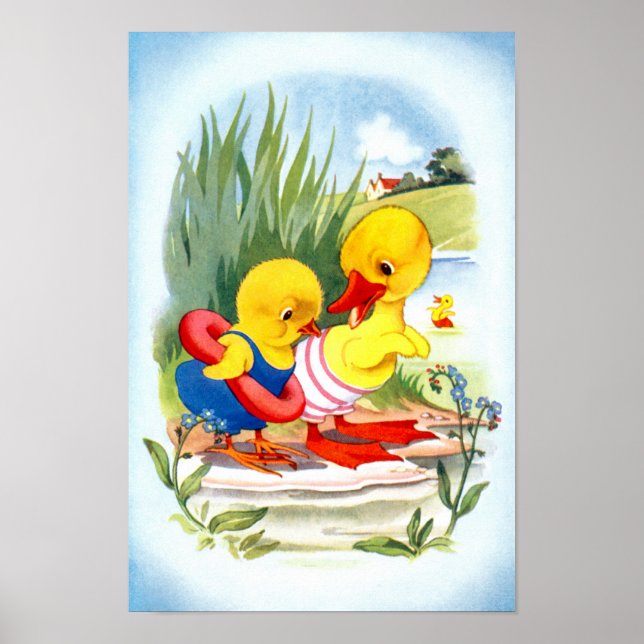Póster Pato e pintinho vão nadar (Frente)
