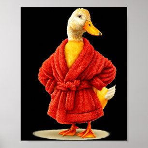 Poster Pato engraçado em pijama vermelho para ganso e rou