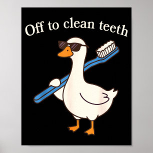 Poster Pato engraçado indo limpar os dentes dentista odon