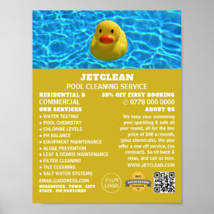 Poster Pato Flutuante, Limpeza de Piscinas Nadadoras