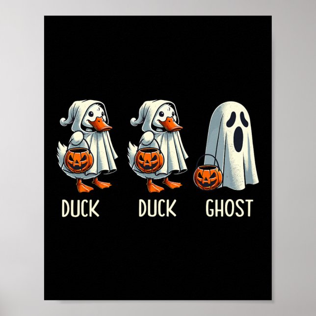 Poster Pato Ghost Pun Trunk Ou Tratar Truque Ou Tratar En (Frente)