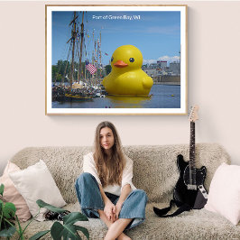 Poster Pato gigante de borracha no porto da baía verde, W