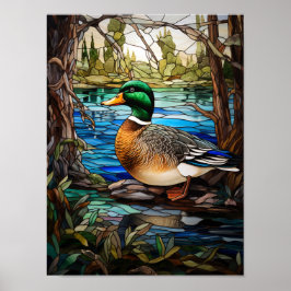 Poster Pato-real em um Design de Vitral