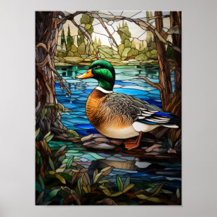 Poster Pato-real em um Design de Vitral