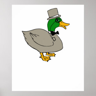 Poster Pato rico com monóculo e chapéu superior Duckingto