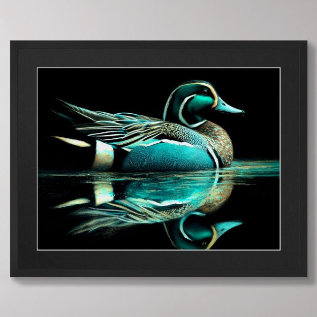 Poster Pato Teal de Desenho de Pastel na Água (Criador carregado)