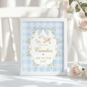 Poster Pato Tolo Quantos doces Azul Gingham