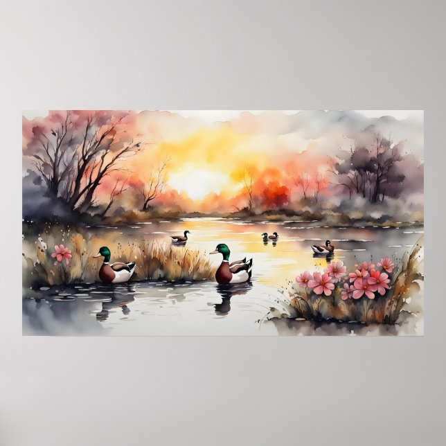 Poster Patos no lago (Frente)