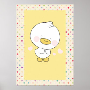 Poster Patozinho Amarelo Kawaii com Arte de Berçário de B