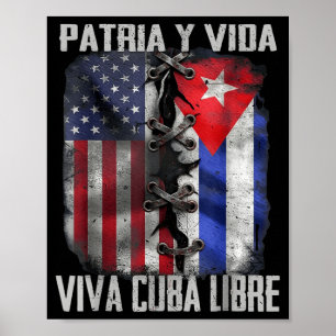 Poster Pátria E Vida Cuba Livre Patriótico Retro EUA