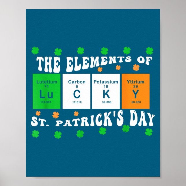 Poster Patricks Day Funny Elements Of Lucky Periodic Tabl (Frente)