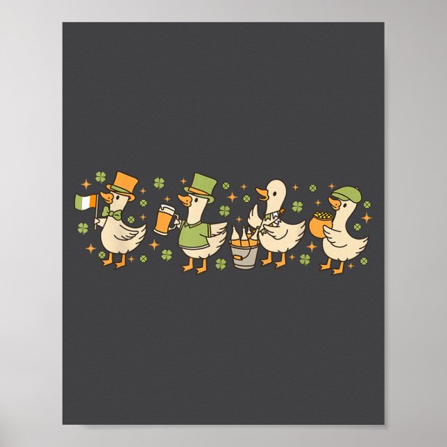 Poster Patricks Day,funny Goose, Shamrock, Beer Gift Tee  (Frente)