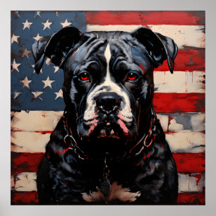 Poster Patriot Pitbull com bandeira americana 4 de julho