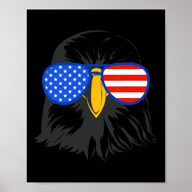 Poster Patriotic Eagle Sungles 4 de julho americano Byld (Frente)