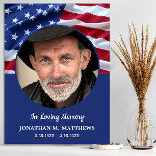 Poster Patriotic Memorial USA American Flag Photo Funeral