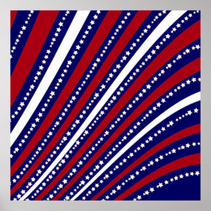 Póster Patriotic Stars Stripes Freedom Flag 4th of July
