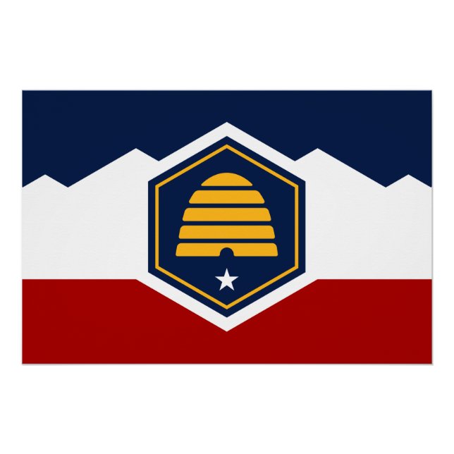 Póster Patriotic wall poster with Flag of Utah, USA (Frente)