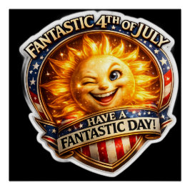 Póster Patriotic winking fourth of July celebration wall 