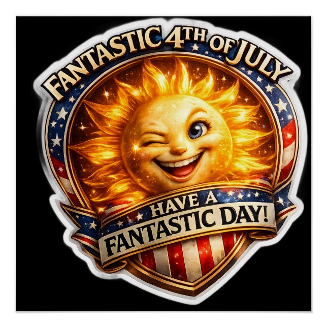 Póster Patriotic winking fourth of July celebration wall  (Frente)