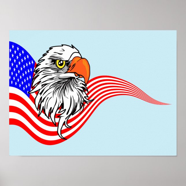 Poster Patriótica Americana Flag Bálida Eagle art (Frente)