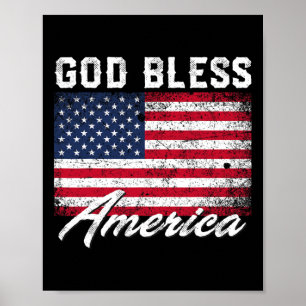 Poster Patriótica Da América deus abençoe Na Bandeira Do