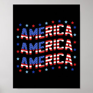 Poster Patriótica de Bandeira Americana em 4 de julho