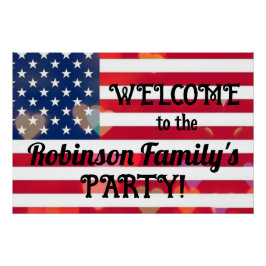 Póster Patriótica EUA Sinalizador corações com texto cali