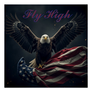 Póster Patriótica USA Flag Eagle