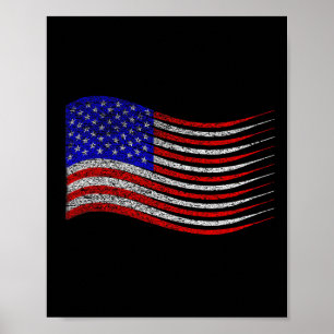 Poster Patriótico 4 de julho Onda de Bandeira Americana