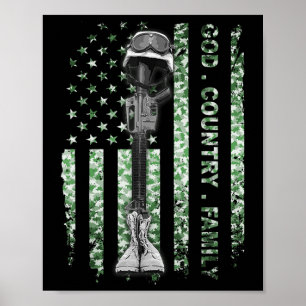 Poster Patriótico Americano Bandeira da Família Deus País