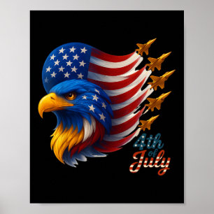 Poster Patriótico Americano Jatos Usa Flag Eagle 4º