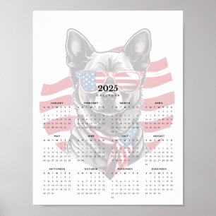 Poster Patriótico Cão Vermelho Branco Azul Escarpa 2025 C