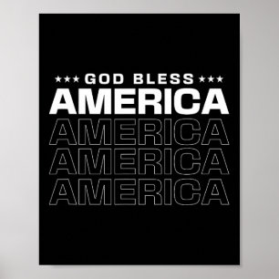 Poster Patriótico Da América deus abençoe 4 De Julho Para