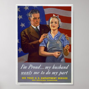 Poster patriótico de WWII/trabalhos civis