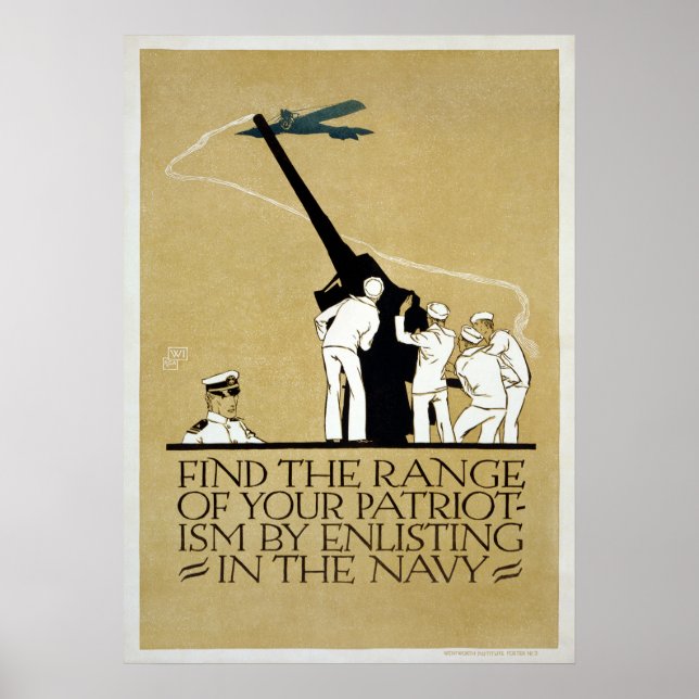 Poster Patriótico do Recrutamento de Marinhos da Segunda  (Frente)